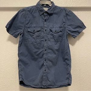 American Eagle Men’s Blue Collared Button Down Short Sleeve